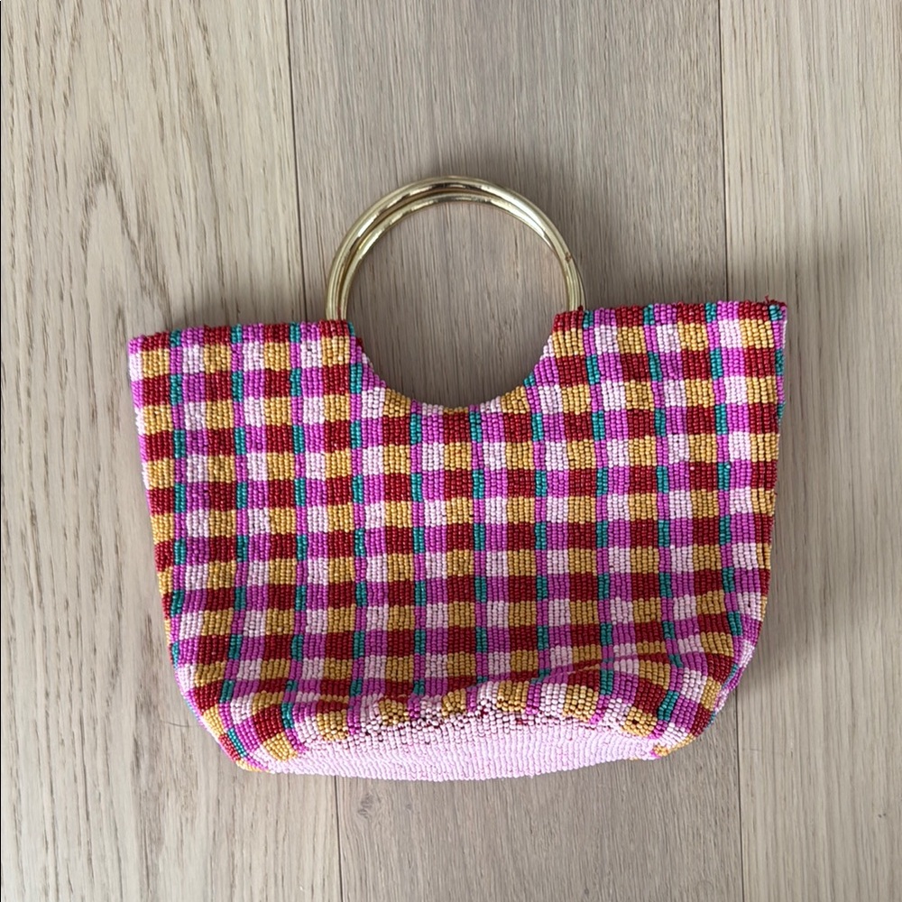 Anthropologie Women's Beaded Bag with Gold Handles